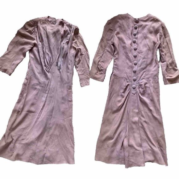 Vintage Dress Lavender Mid Length XS / Small Flowy  Pleat Bust Buttoned Back - Picture 1 of 14